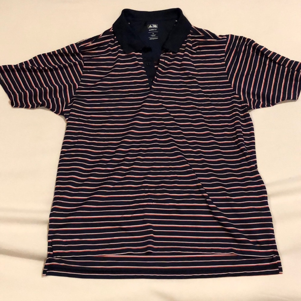 Adidas ClimaLite golf shirt Sz XL Nvy/Red/White